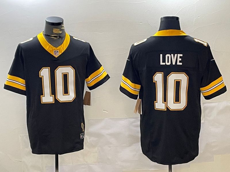 Men Green Bay Packers #10 Love Black 2024 Nike Limited NFL Jersey style 1->washington redskins->NFL Jersey